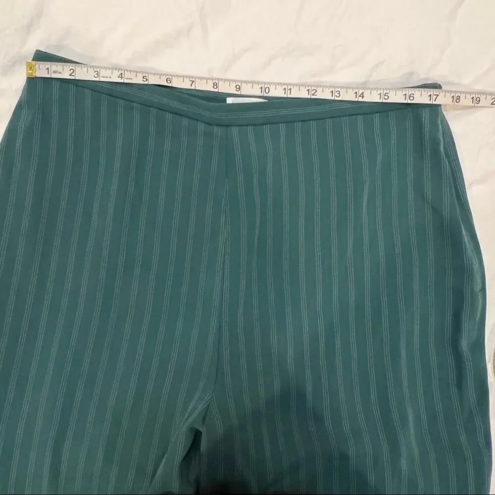 Leith Wide Leg Pinstripe Work Pants High Rise Green size XL
